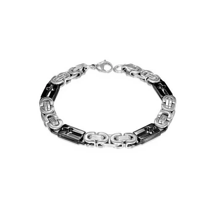 UrbanBijoux Parure Bracelet Et Chaîne Homme Acier Inoxydable Maille Byzantine 8mm