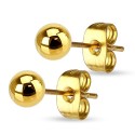 Boucles d'Oreilles perle Boule Acier Doré Or Fin