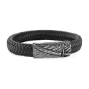 Leather bracelet for man sword clasp mounteal steel to customize