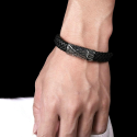 Men's Leather Bracelet Sword Magnetic Steel Clasp to Customize
