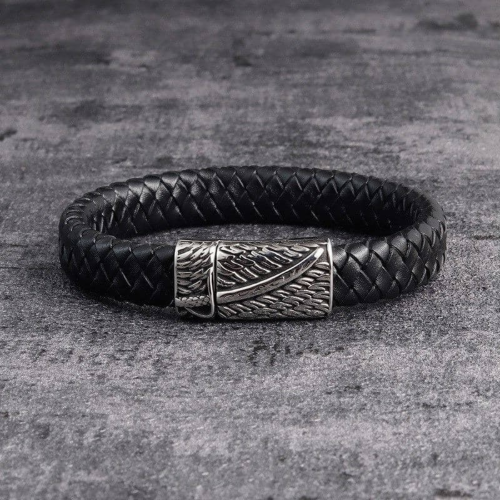 Herren Lederarmband aus Magnetstahl