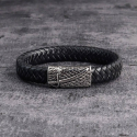 Chiusura in acciaio magnetizzato con bracciale in pelle da uomo