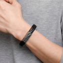 Leather bracelet for man sword clasp magnetic steel to customize