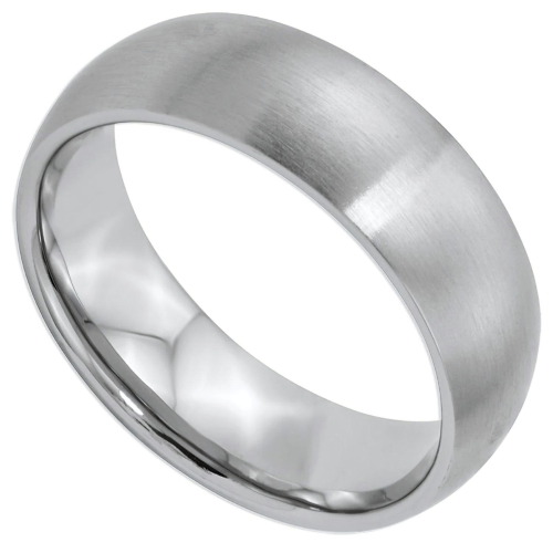 Matrimonio Anillo Clásico Mujer Hombres Acero Acabado Mate Plata 6mm Personalizado