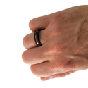 Black Minimalist Alliance Ring and Wood Effect Range at the annular man for an elegant and organic style