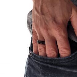 Ring Hochzeit Ring Mann Stahl schwarz Doppel Linie Holz