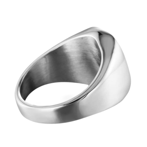 Signet ring for men in steel black signet Allah Mulsuman Arabic