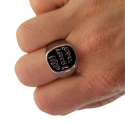 Anillo de sello para hombre en acero negro con sello Allah Mulsuman Árabe