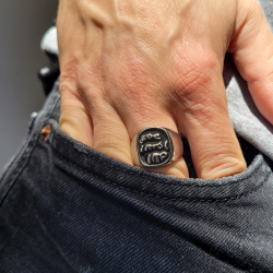 Anello con sigillo per uomo in acciaio nero con sigillo allah mulsuman arab