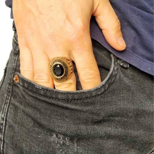 Harley Davidson Anello di cavallo Uomo Acciaio oro per motociclista