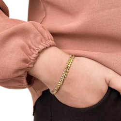 Bracelet Femme Originale en Acier Inoxydable Or Fin Maille Épi de Blé V Chaine de cheville