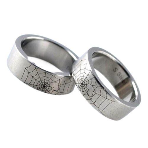 Bague Anneau Femme Fille Ado Acier Toile Araignée Gothique coeur saint valentin