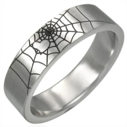 Bague Anneau Femme Fille Ado Acier Toile Araignée Gothique Fan Spiderman