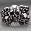 Male Biker Ring Stainless Steel Multiple Death Heads Army