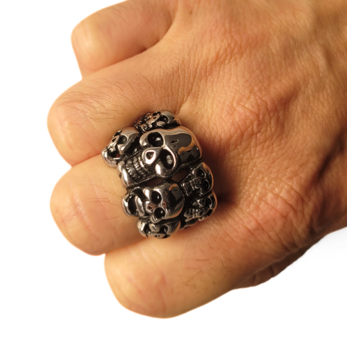 Hombres Anillo Acero Inoxidable Múltiples Deadheads Deportados Ejército