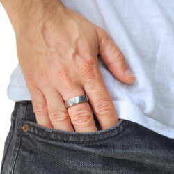 Square Wedding Alliance Ring Female Man Couple Steel Way Mirror 6mm Custom 2