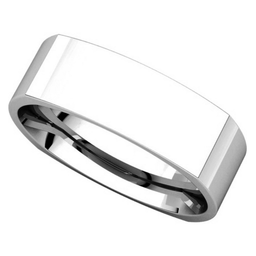 Quadratischer Verlobungsring für Damen und Herren, Paarring aus verspiegeltem Stahl, 6 mm, personalisierbar