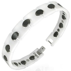 PULSERA MAGNÉTICA DE CERÁMICA NEGRA Y BLANCA PARA HOMBRE