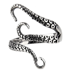 Moderne und breite Edelstahlringe in Form von Krakenkrake Tentacles Kraken Krake
