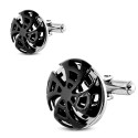 PAIRE BOUTONS DE MANCHETTE HOMME ACIER MASSIF ET NOIR ETOILE NINJA