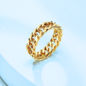 Ringring für Frauen Goldener Edelstahl mit kubanischer Mesh-Kette Feingold