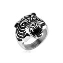 ANILLO DE HOMBRE ACERO MACIZO CABEZA DE TIGRE BOCA ABIERTA ORIGINAL