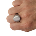 Herren-Siegelring aus gebürstetem Stahl mit runder Oberseite, 15 mm, anpassbar