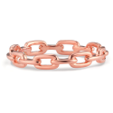 Bague Femme Maille Cubaine Acier Inoxydable Or Fin Rosé Chaine Maillon Rectangulaire