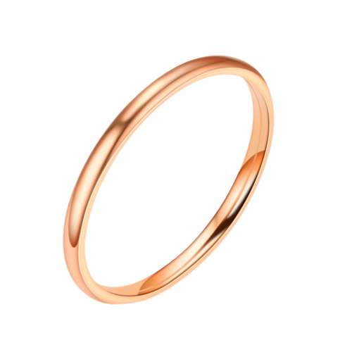 Alianza Demi Jonc 2mm Anillo de boda Mujeres Acero Oro Fina Rose