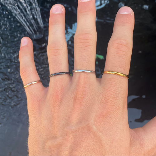 Bague Anneau de mariage Demi Jonc 2mm Femme Homme en Acier Inoxydable Noire