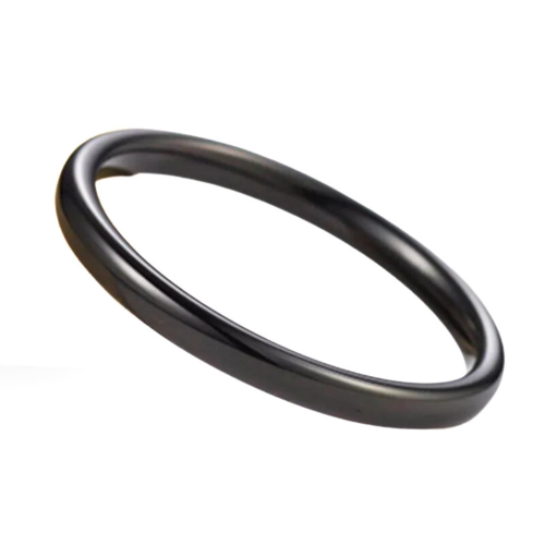 Anello Demi Jonc 2mm donna uomini in acciaio inossidabile nero