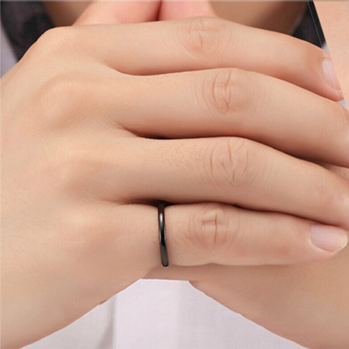 Ring mit Ring Demi Jonc 2mm Frau in Edelstahl Schwarz