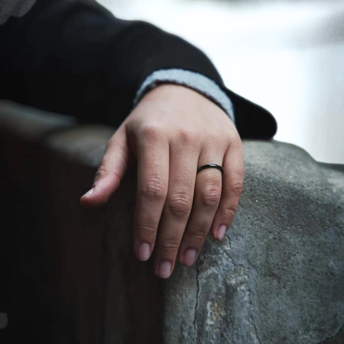 Ring Ring Demi Jonc 2mm Male in Stainless Steel Black