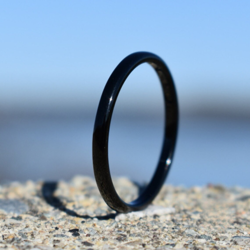 Anello ad anello larghezza 2mm donna uomo in acciaio inox nero