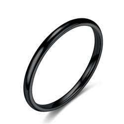 Bague Anneau Demi Jonc 2mm Femme Homme en Acier Inoxydable Noire