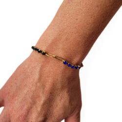 Bracciale Trombone Donna in acciaio inox Doré con Gold Fin Serti Pavé Zirconium Regole