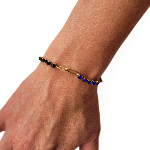 Bracelet Maille Trombone Femme en Acier Inoxydable Doré à l'Or Fin Serti Pavé Zircon Réglable