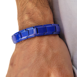 Bracciale in ceramica blu per gli uomini magneti magnetici 21cm