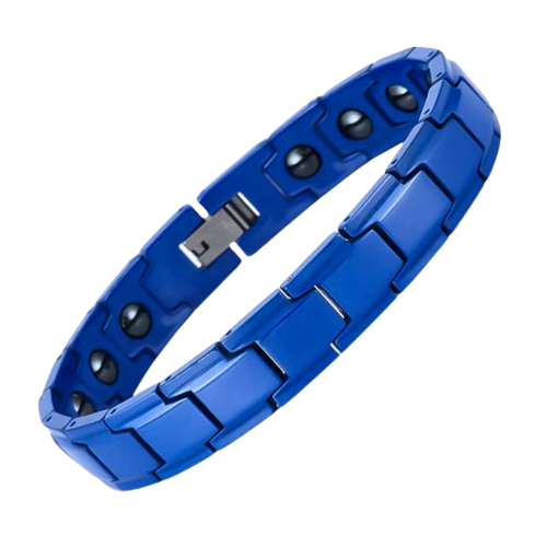 Blaues Keramik-Panzerarmband für Herren, magnetisch, 21 cm, modern