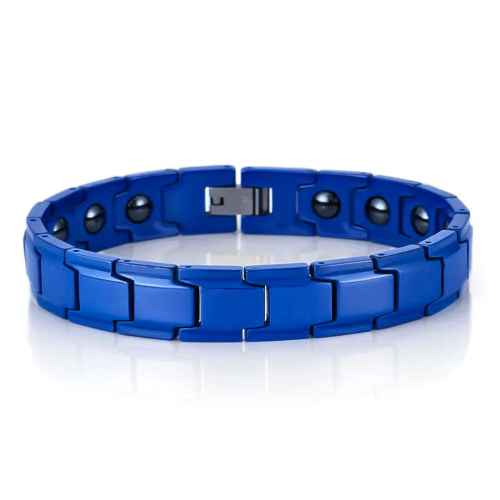 Pulsera Bordillo de Cerámica Azul para Hombre con Imanes Magnéticos 21cm