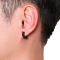 Pair false male earrings black steel 6 peaks not pierced