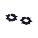 Pair false male earrings black steel 6 peaks not pierced