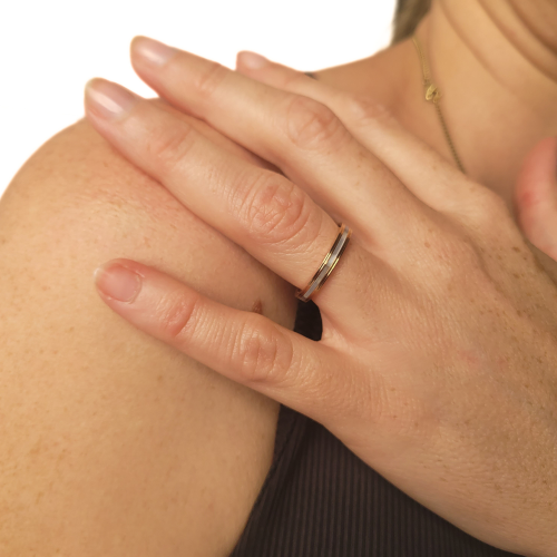 Alliance Femme en Acier Inoxydable Or Rose Bande de Nacre Fine 3mm à graver