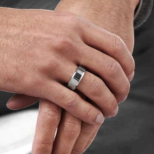 Bague de mariage homme en acier effet miroir garanti