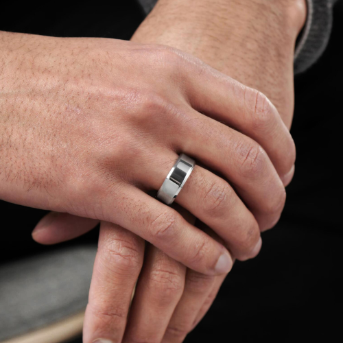 Wedding ring ring alliance man made of stainless steel brushed width 8mm