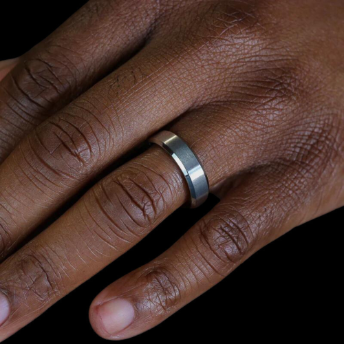 Engagement Ring Female Man Ring Stainless Steel Matte Brushed Width 6mm