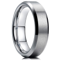 Modern 3mm stainless steel man's modern wedding ring with brushed matte finish and polished beveled edges