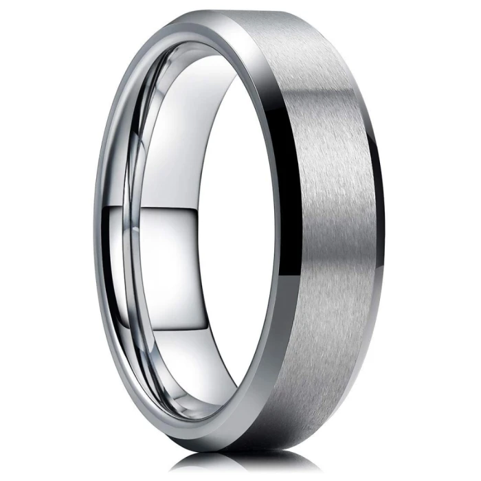 Bagues de fiançailles femme homme acier brossé bague de promesse