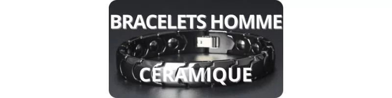 Bracelet Gourmette Homme En Céramique Blanche Et Noire - 20 Cm, Fermoir Aimant Thérapie BCM176