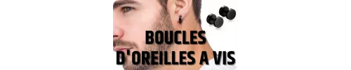 Pendientes de rosca para hombre - Pendientes de botón - Hommebijoux